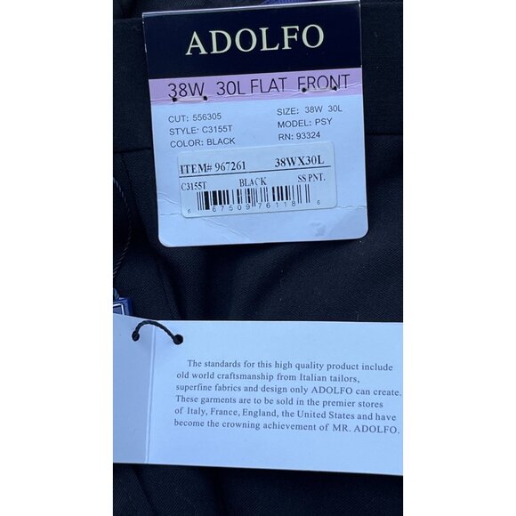 Adolfo Men’s Classic Pleated Black Dress Pants Trousers Size 38x30 Formal - Picture 11 of 15
